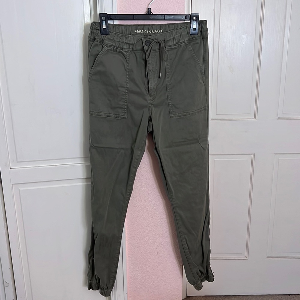 Army green joggers from American Eagle